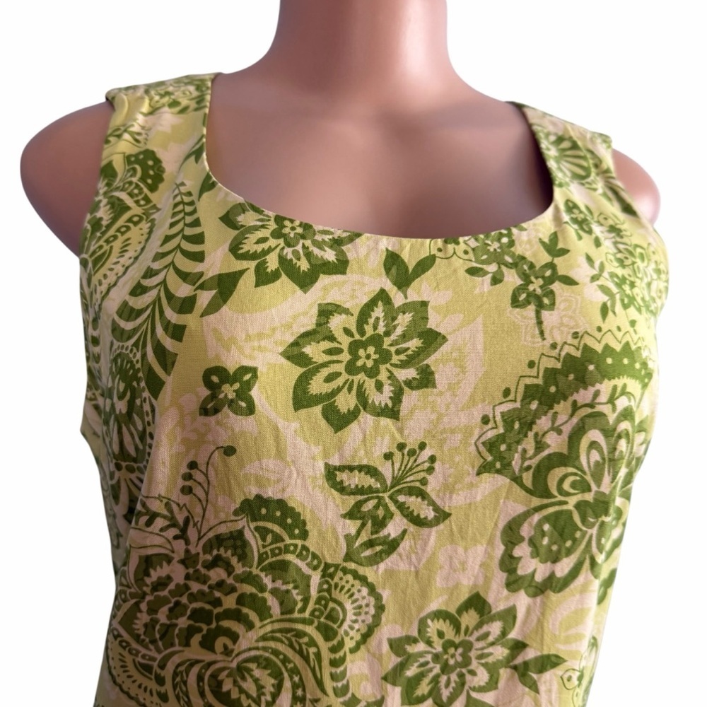 Charter Club Lime Green Silk Shift Dress Floral Print - Picture 4 of 9